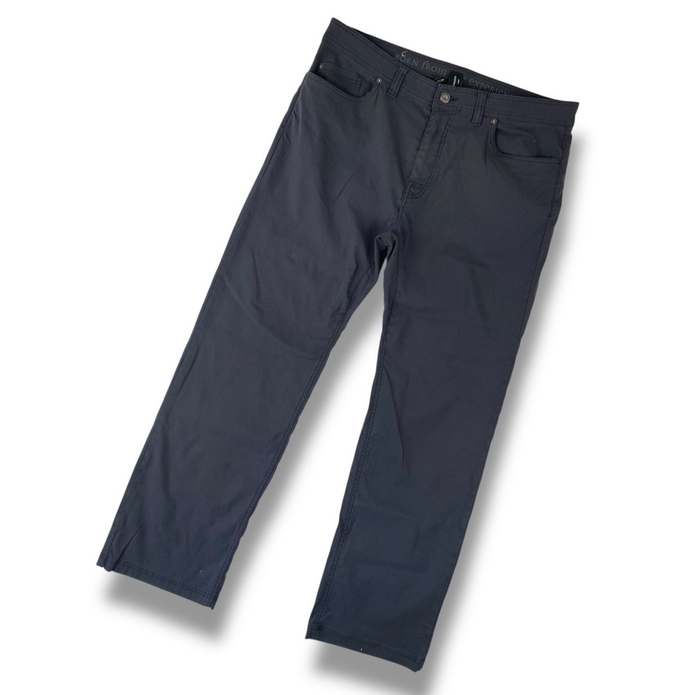 PRANA Mens‎ 'Brion Slim Fit' Pants Size 38/32 Gray 5-Pocket Performance Stretch